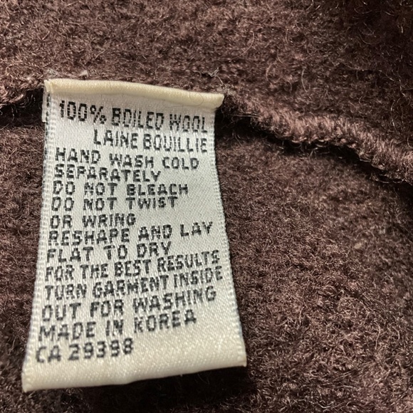 RINO ROSSI Vintage 100% Boiled Wool Cardigan Jacket Ribbed Sleeves Embroidery XL - Picture 7 of 8